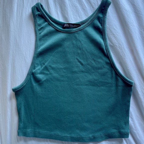 Zara Green Cropped Tank - Picture 2 of 7